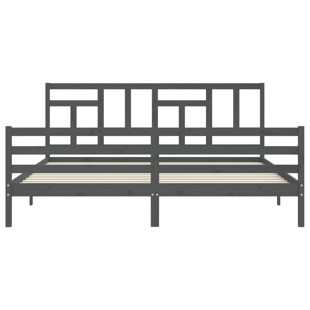 Giroletto con Testiera-Struttura Letto con testiera Grigio 200x200 cm in Legno Massello 523211