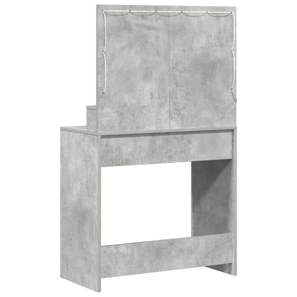 Tavolo da Trucco con specchio Grigio cemento 78,5 x 41 x 135 cm 865112