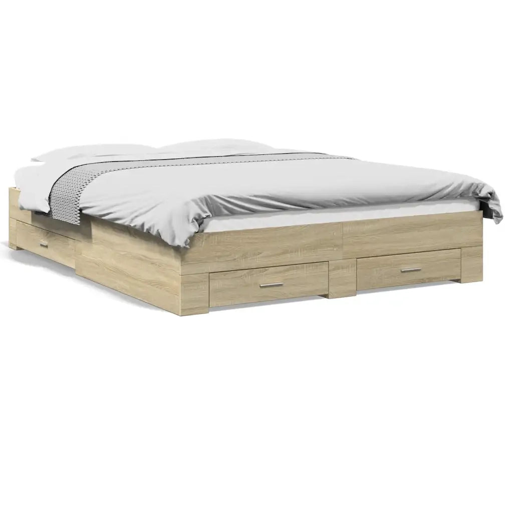 Giroletto Cassetti-Struttura Letto con contenitore Rovere Sonoma 150x200 cm Legno Multistrato 845970