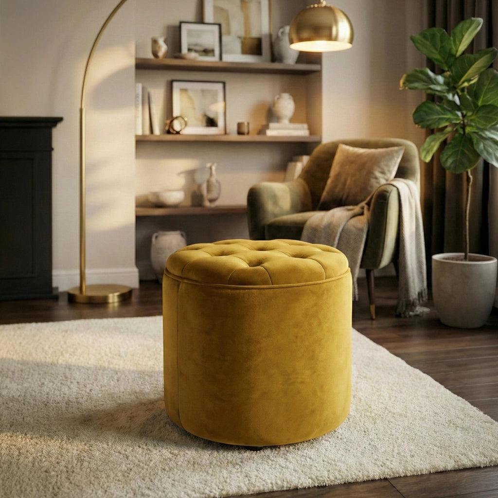 Pouf Contenitore Pantin In Velluto giallo