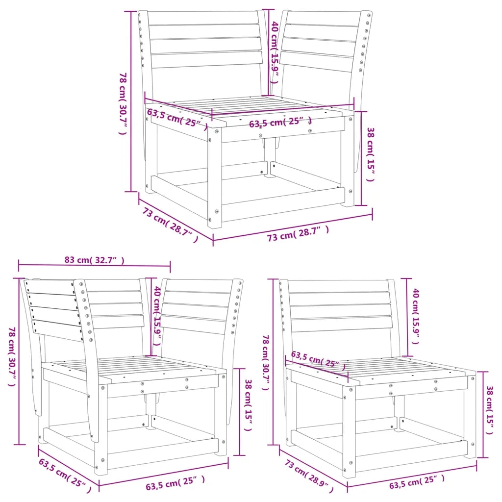 Set Divani da Giardino 5 pz | Set Salotto da Giardino in Legno Massello di Pino