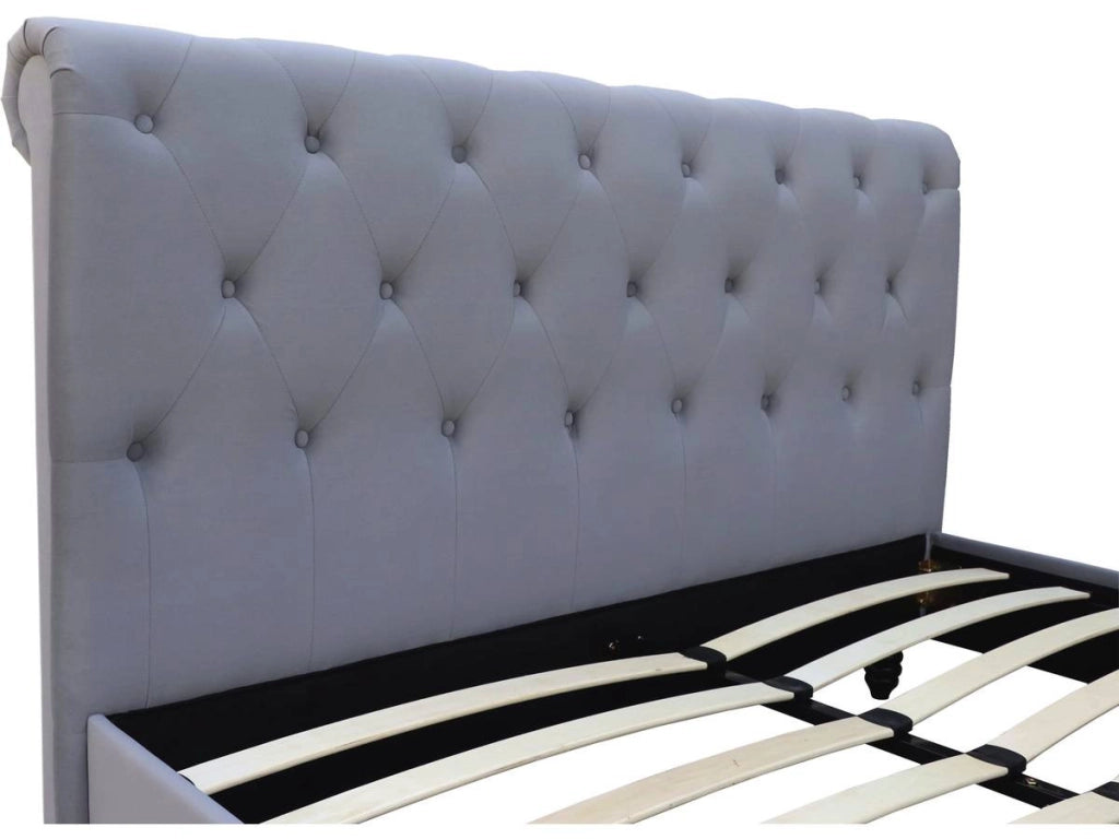 Letto in velluto "Gedefroy" - 140 x 190 cm - grigio