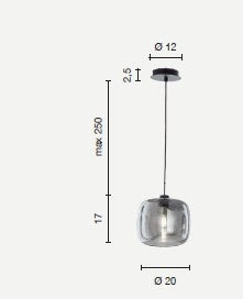 SOSPENSIONE VERVE-2 1 LUCE VERDE ATTACCO E14 SENZA BASE D' ATTACCO D.20CM H.19CM