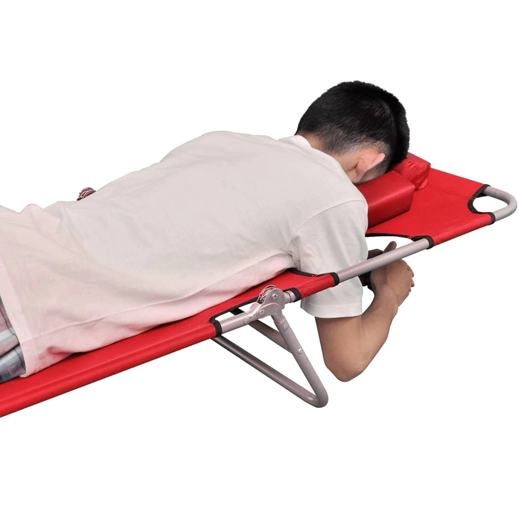 Lettino prendisole sedia a sdraio lettino prendisole letto da giardino mobili da esterno per patio con poggiatesta acciaio verniciato a polvere rosso 02_0012442