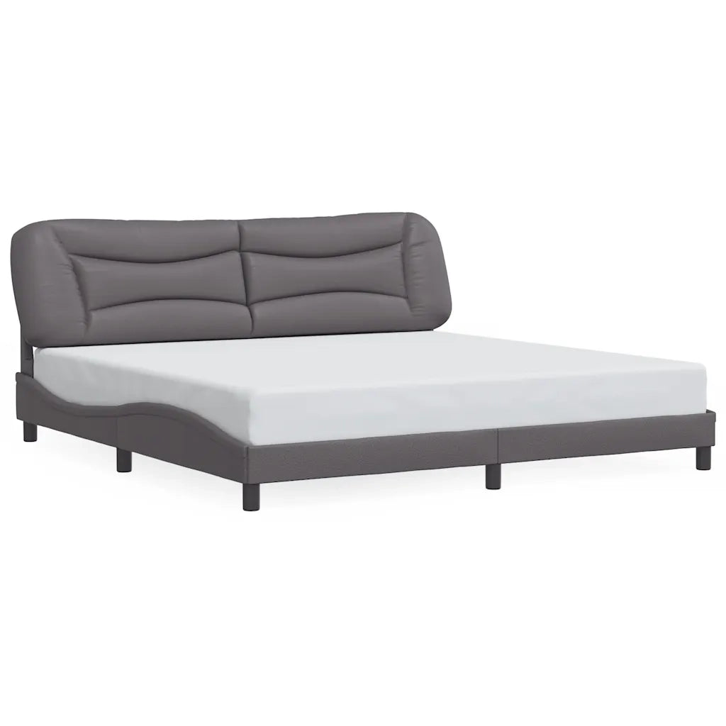 Letto matrimoniale | Letto per adulti | Giroletto senza Materasso Hvar Grigio 200x200 cm in Similpelle