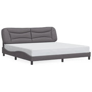 Letto matrimoniale | Letto per adulti | Giroletto senza Materasso Hvar Grigio 200x200 cm in Similpelle