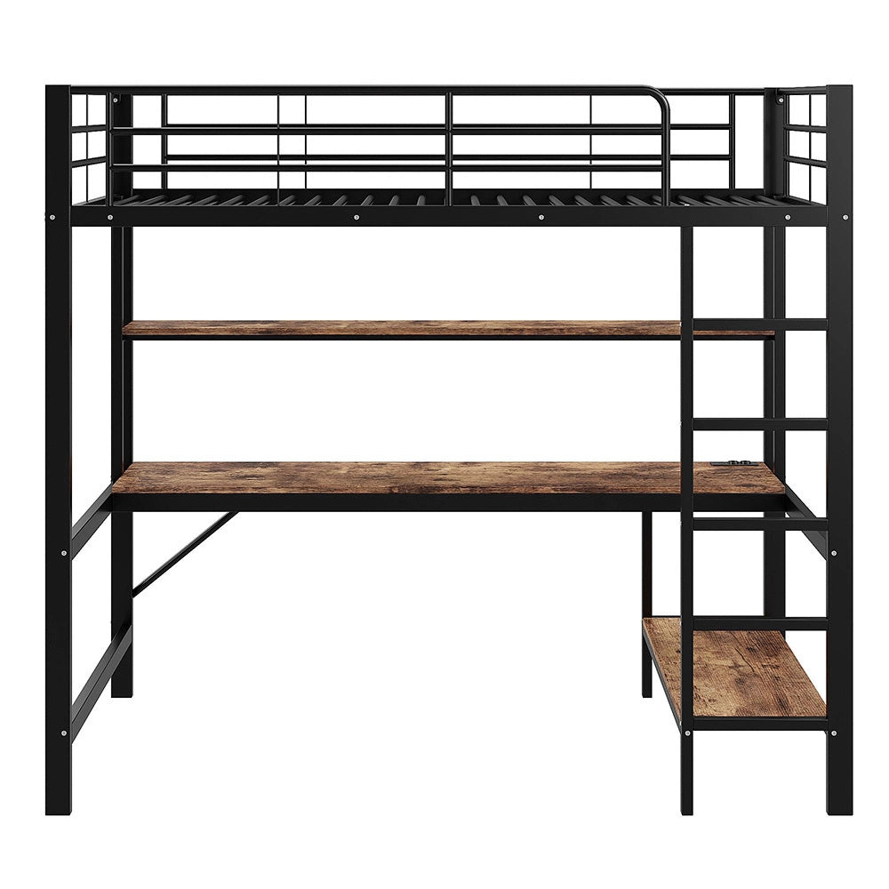 Letto mezzanino 90x200cm - Xylo - nero, USB, LED telecomando, EN747