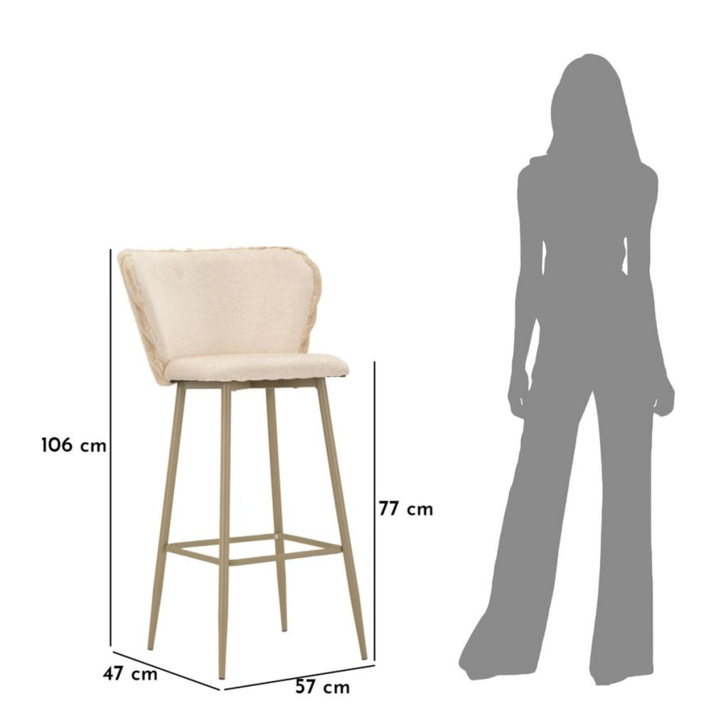 Set di 2 Sgabelli Alti VKH883, Beige, Poliestere, 55x58x106 cm