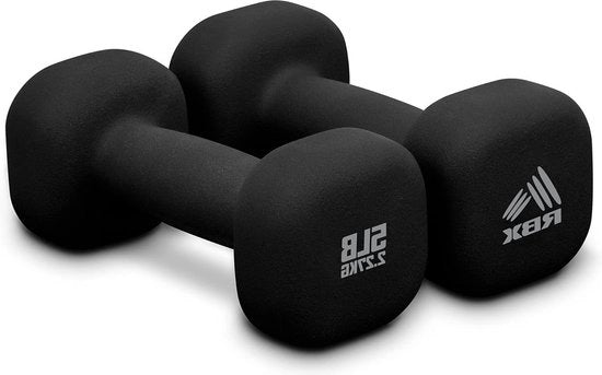 Pesi manubrii in neoprene con presa antiscivolo - 2 kg - per allenamento di forza e bodybuilding