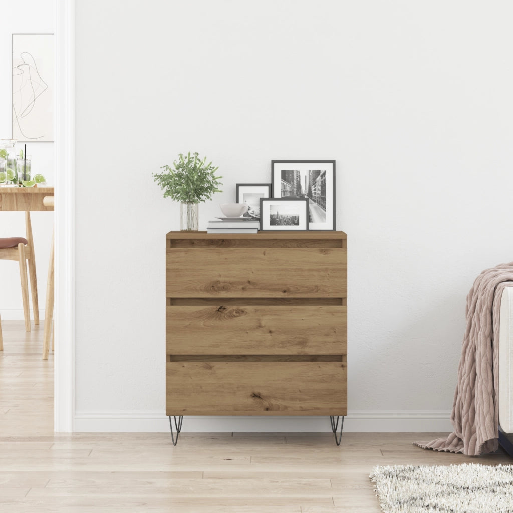Credenza con Cassetti Rovere Artigianale 60x35x70 cm Legno Ingegnerizzato