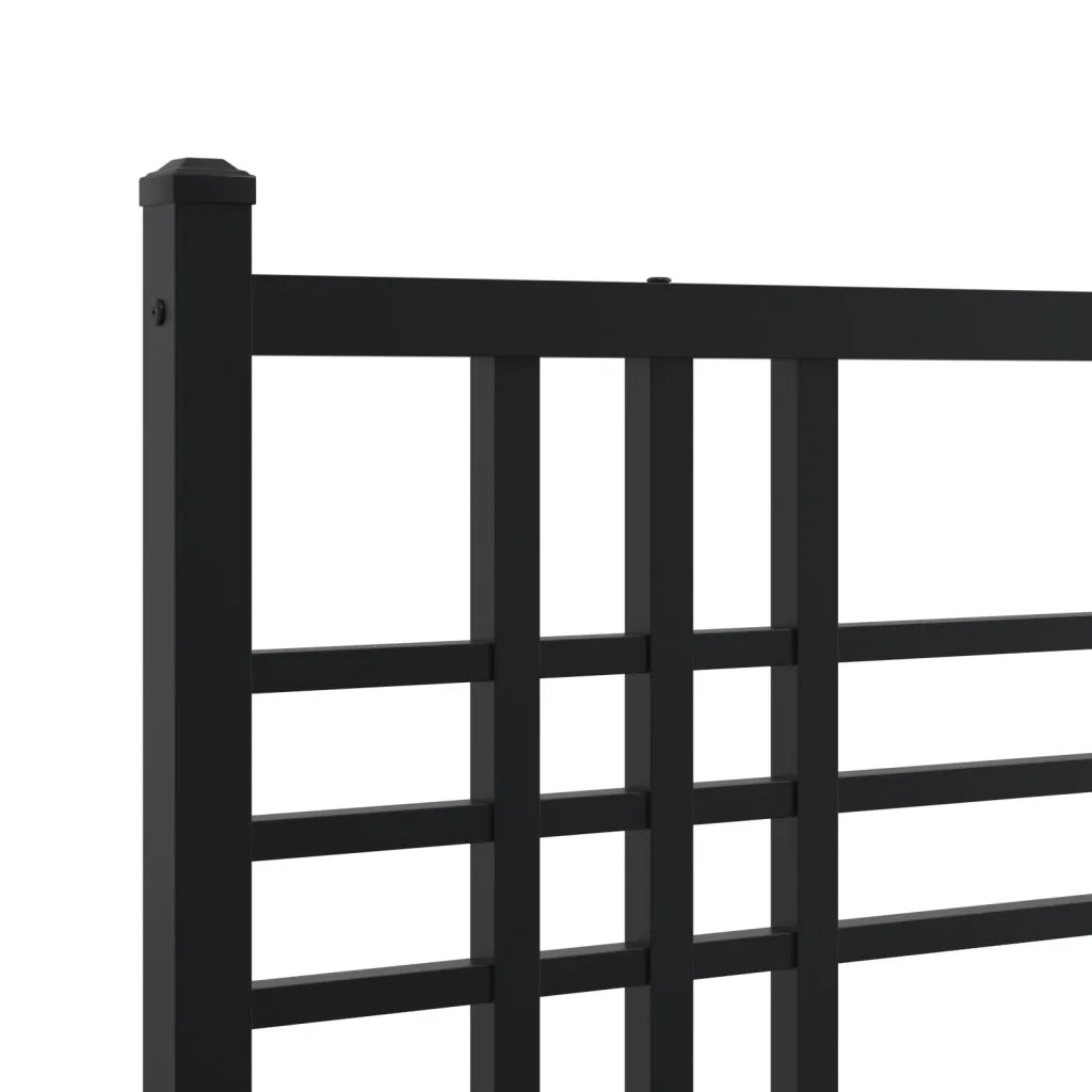 Giroletto con Testiera e Pediera-Struttura Letto Metallo Nero 137x190 cm 543109