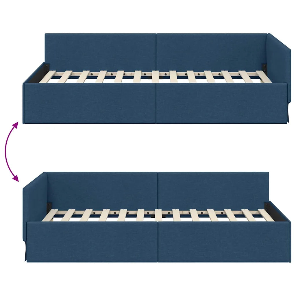 vidaXL Cornice del letto ad angolo con testiera Blu 90 x 190 cm