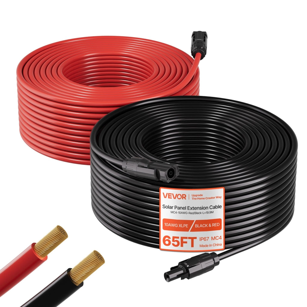 Cavo di Prolunga Solare 6 mm² 10 AWG 19,81 m con Connettori MC4 Cavo per Pannelli Fotovoltaici Impermeabile IP67 30 A 1500V per Camper e Giardino