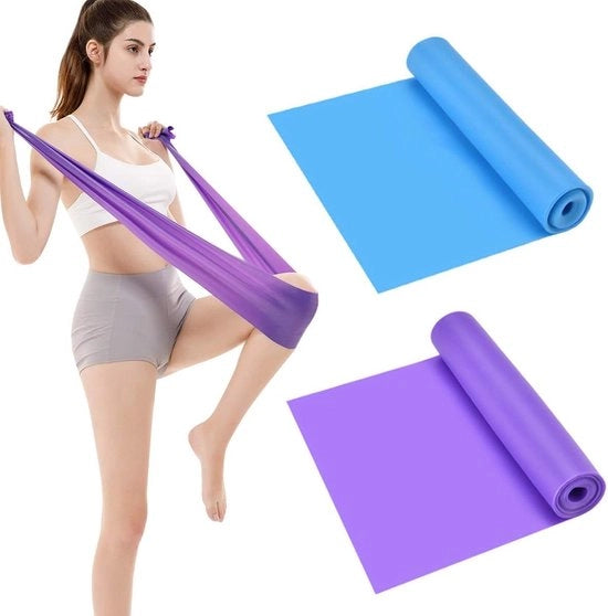 Cinture di resistenza per allenamento - 2 pezzi - 1,5 m - cinture di resistenza per esercizi - elastico unisex - blu e viola