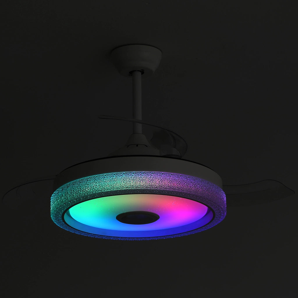 Ventilatore da soffitto con luce led 107 cm 3 colori temperatura rgb 32w 3 pale abs motore dc 220v