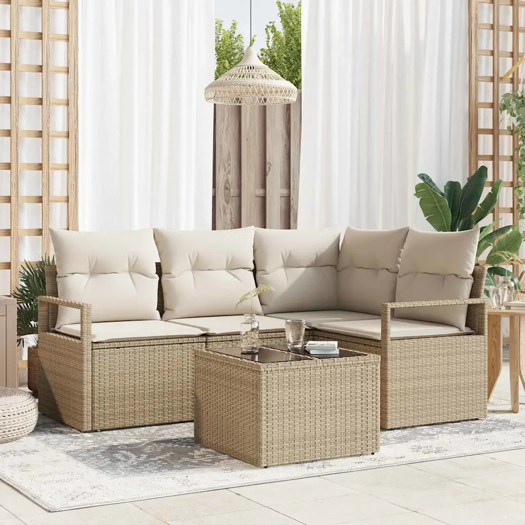 Set di divani 5 pcs Beige polyrattan