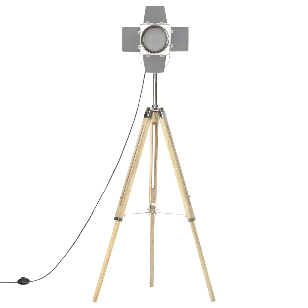 Lampada da Terra a Treppiede Legno Massello di Mango 140 cm 286116