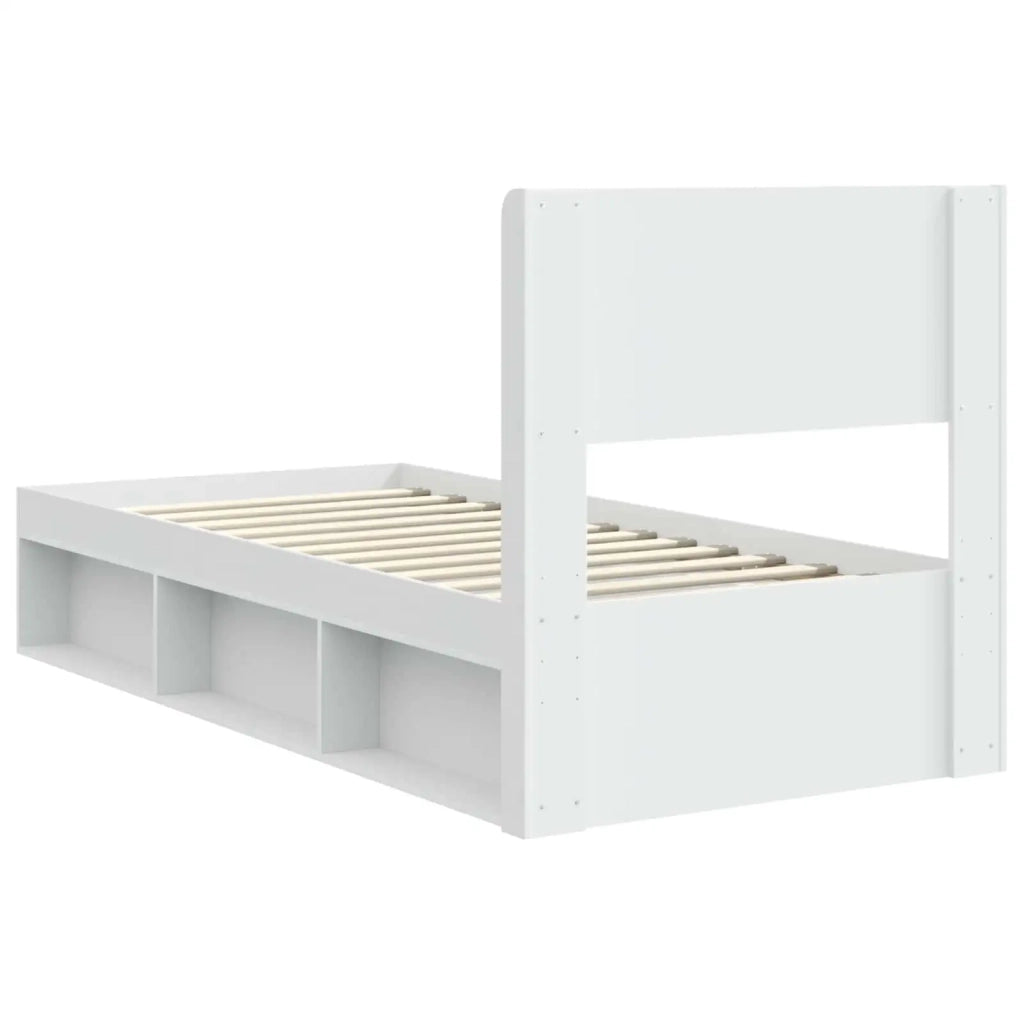 Struttura del letto con stoccaggio e testata Bianco 90 x 200 cm 3414251