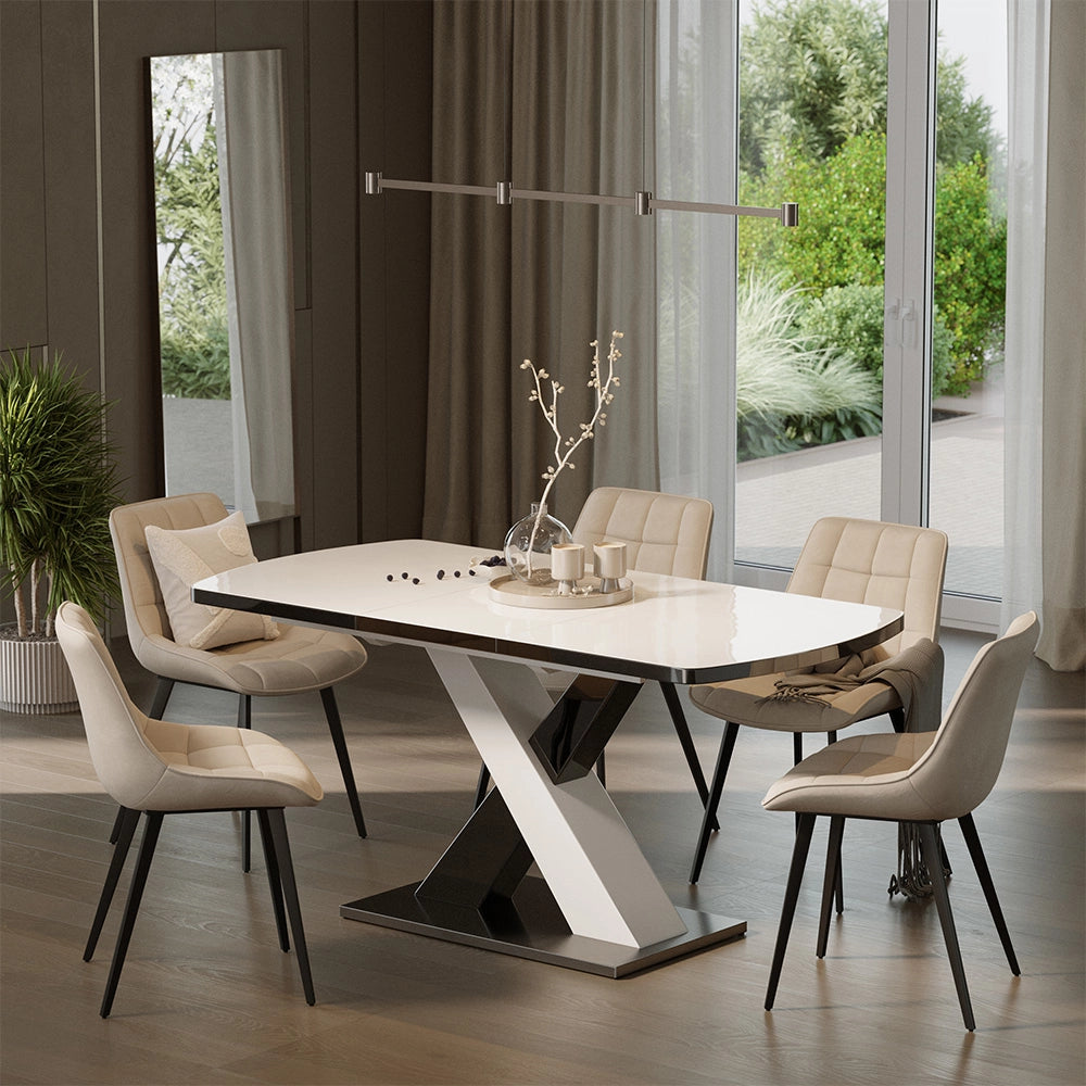 Tavolo da pranzo Chinto Nero/Bianco 120 x 80 cm Estensibile Vicco