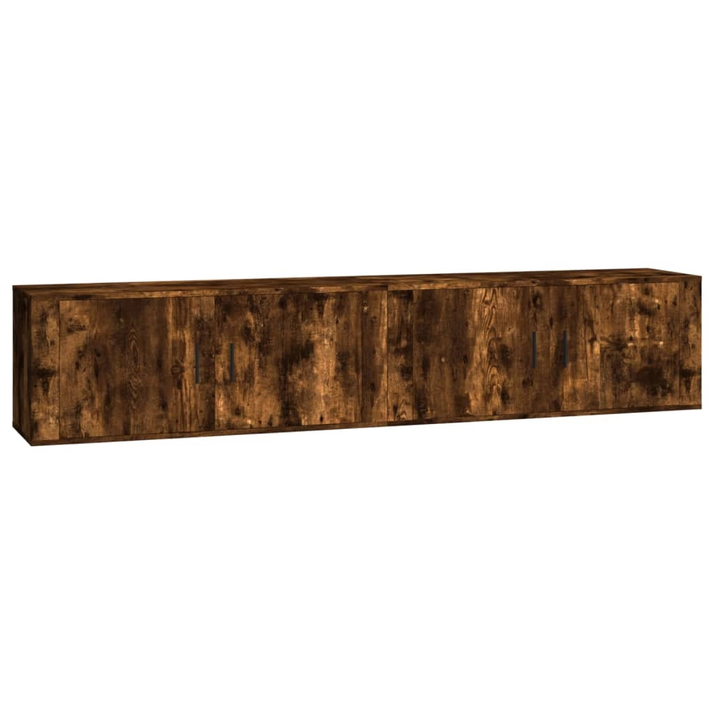 Mobile TV multimediale da parete mensola TV credenza TV per sala da pranzo soggiorno camera da letto 2 pezzi rovere affumicato 100 x 34,5 x 40 cm marrone 02_0028978