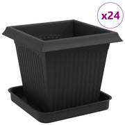 Fioriere | Cassetta per fiori | Vasi per Piante 24 pz Nero 16 x 16 x 14 cm Plastica