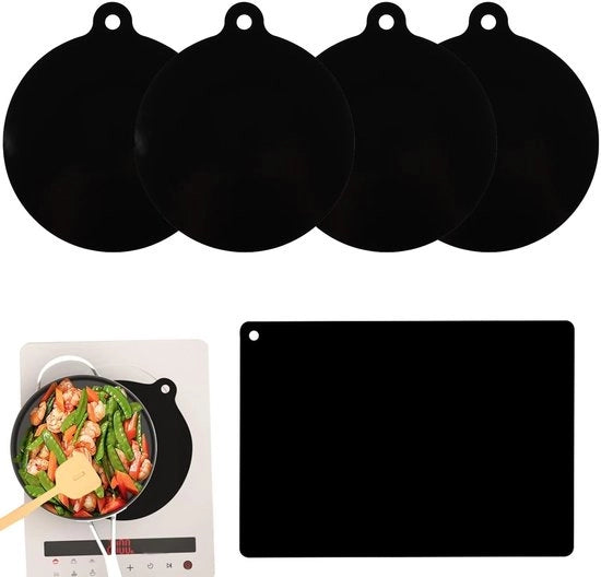 Set di protezioni termoresistenti in silicone - 5 pezzi - Resistenza al calore fino a 300 °C - Antiscivolo - Flessibili in silicone - Protezione duratura - Protezione per piastre di cottura