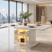 TAVOLO da pranzo allungabile 150/200 x 80 cm bianco in MDF con LED