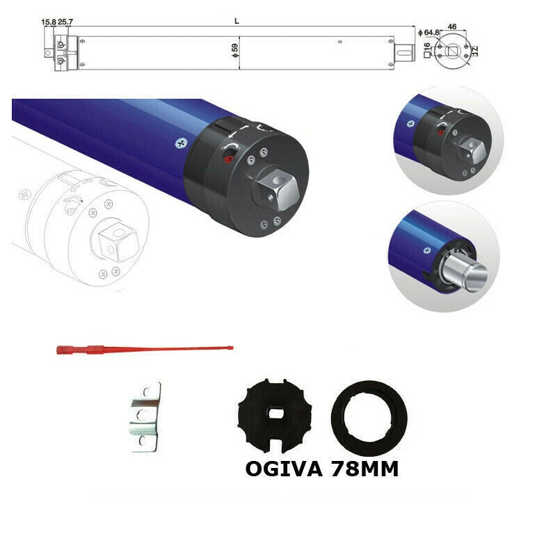 MOTORE ELETTRICO AVVOLGIBILE AVVOLGIBILI X TENDA DA SOLE 220KG 120 NM RULLO 78