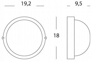 Lampada Plafoniera Tonda Piccola Colore Nero per Esterno Linea Industriale Sovil