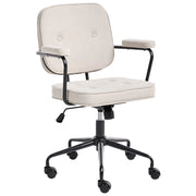 Sedia da ufficio in velluto beige chiaro girevole e regolabile in altezza con braccioli Casa Ufficio Studio Tradizionale
