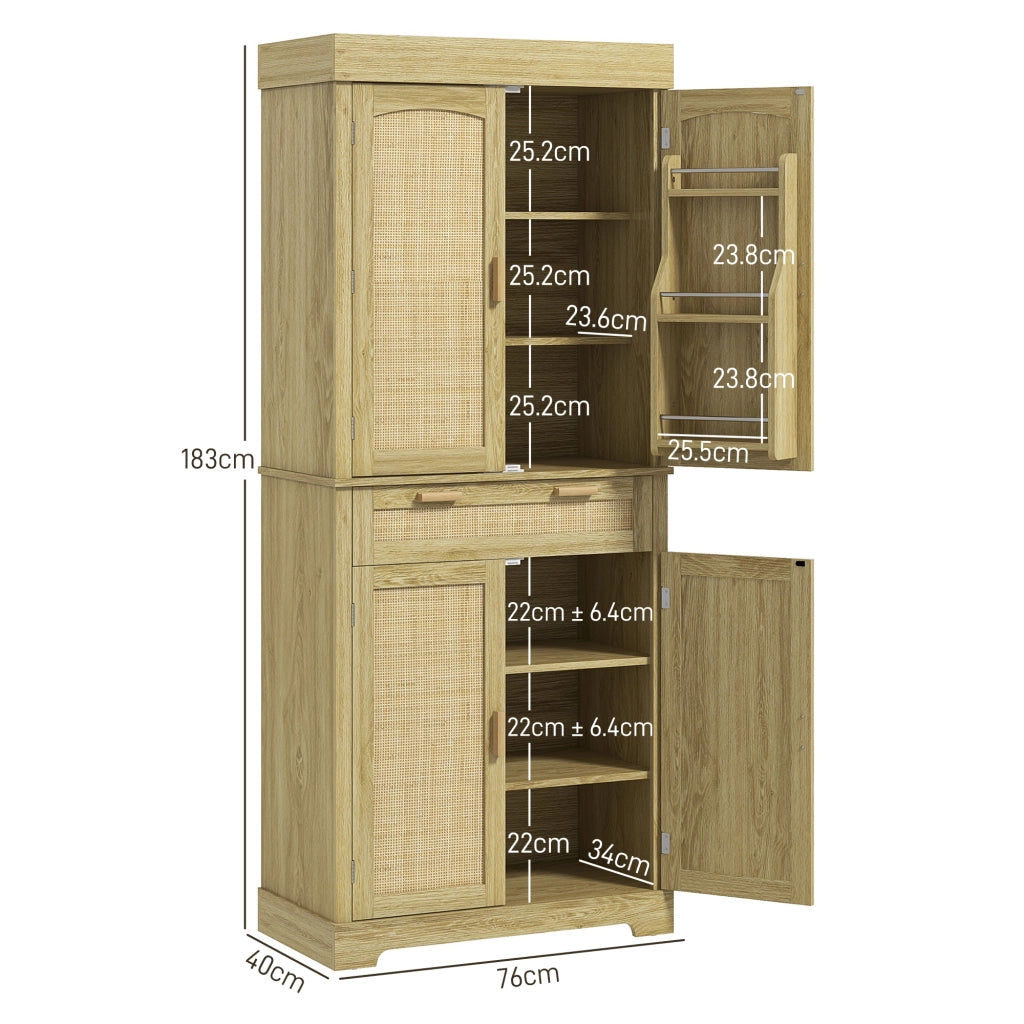 Credenza ¨C zephmum ¨C Rovere, Legno e Rattan, 76x40x183cm