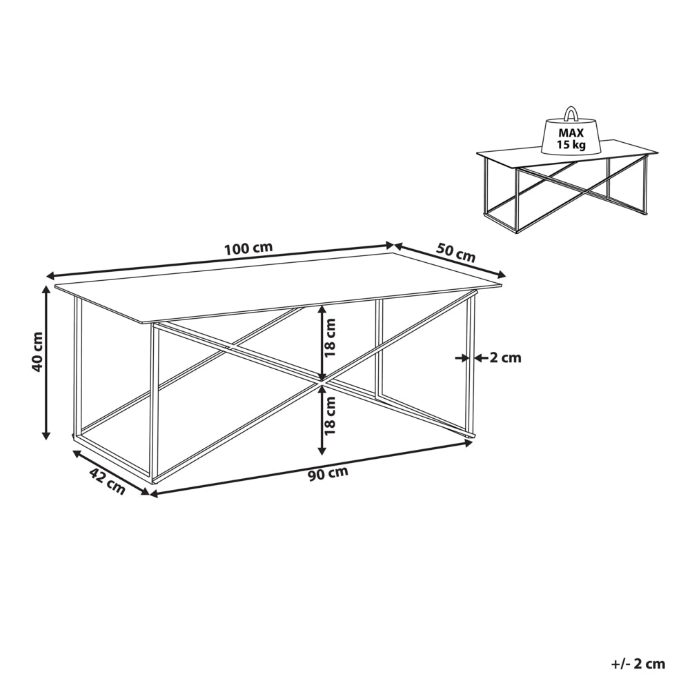 Tavolino Rettangolare Effetto Marmo Piano Bianco Gambe Argento Piano Vetro Temperato Base Acciaio Inox 100 x 50 cm Glam Minimalista