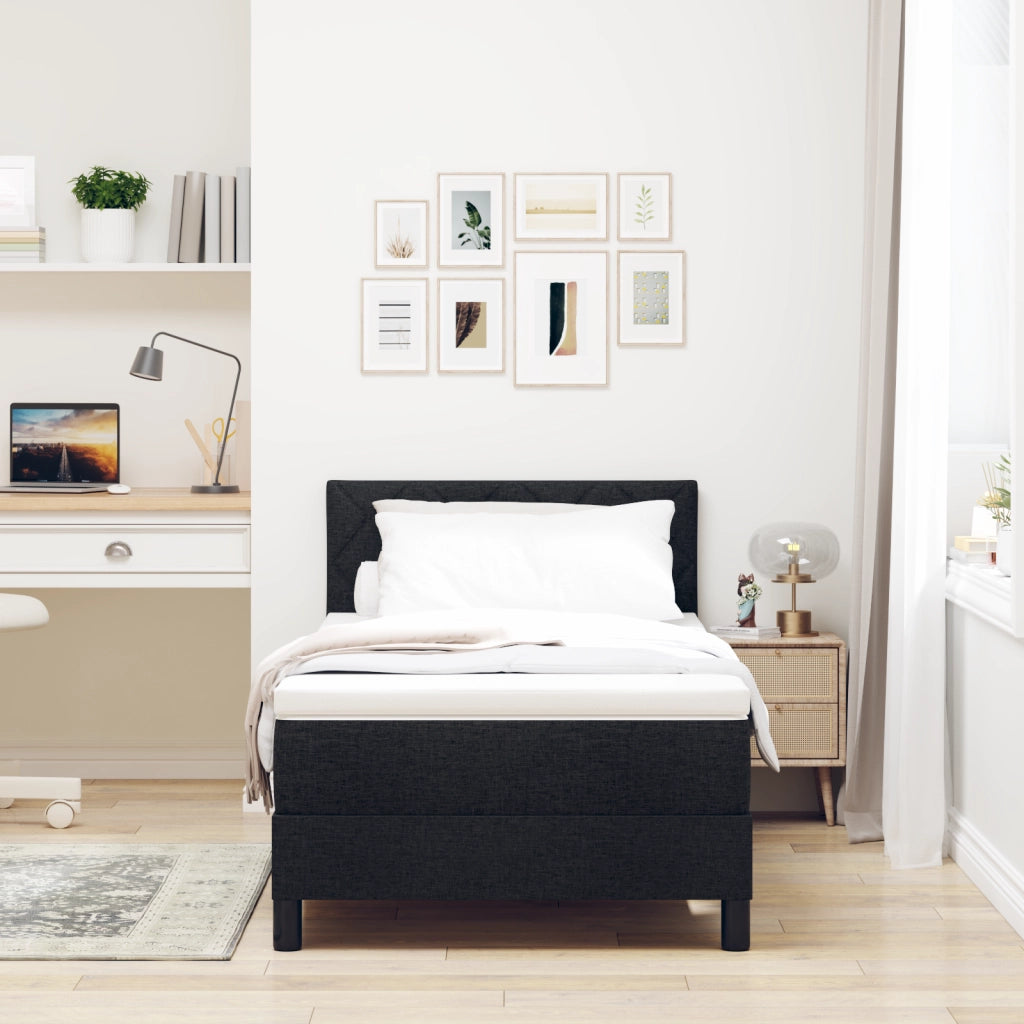 Letto a Molle con Materasso Nero 100x200 cm Tessuto