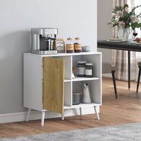 Credenza Moderna Mobile Basso 80x39x76 cm con Armadietto e Vani a Giorno in Legno Bianco