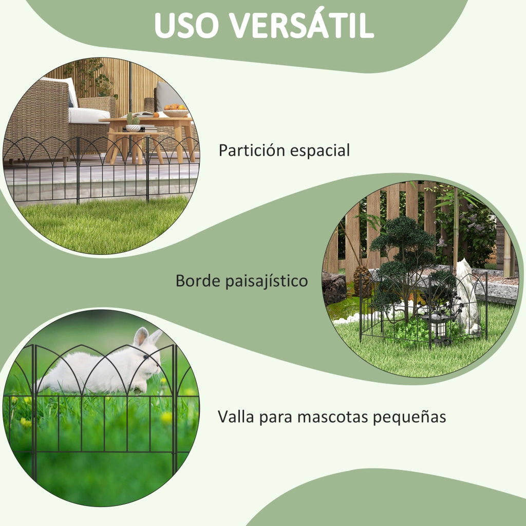 Set 5 Valli Decorativi per Giardino in Metallo ¨C zephmum ¨C Nero 205x45,5 cm