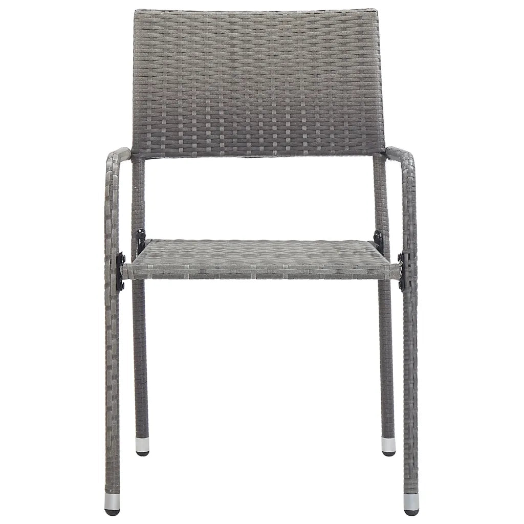 Sedie da Pranzo da Giardino 6 pz | Sedie da Esterno Impilabili Grigie in Polyrattan