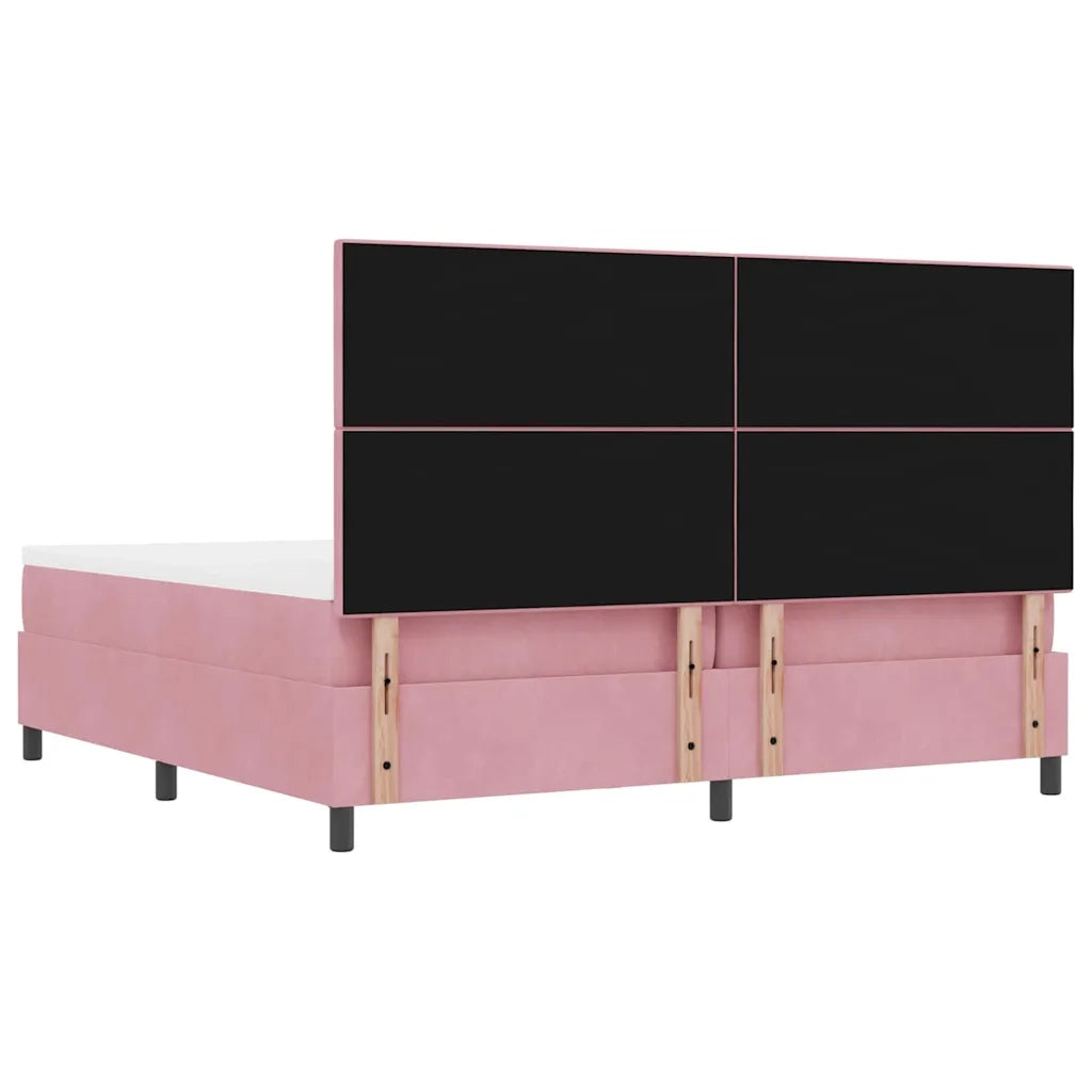 Letto a molle con materasso Rosa 200 x 200 cm Velluto 3344539