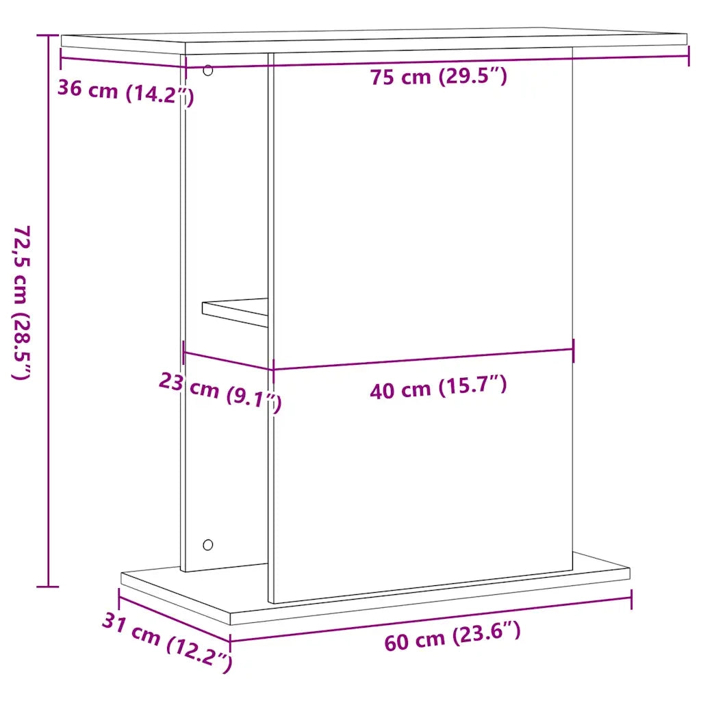 vidaXL Supporto per Acquario Legno Antico 36x75x72,5cm in Truciolato