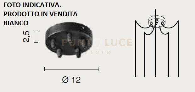 OBA0006 BASE 5 FORI BIANCO  D.12CM H.2,5CM PER SOSPENSIONE