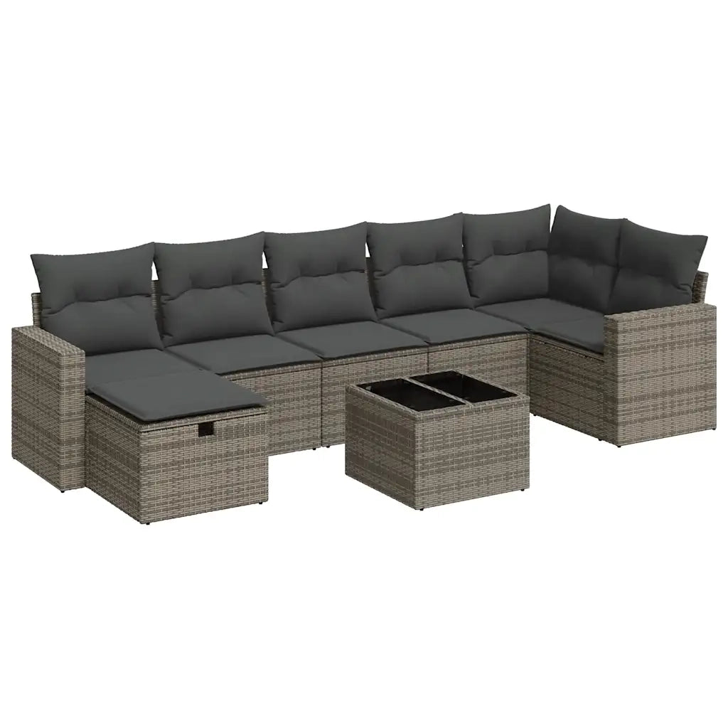 Set Divano da Giardino 8 pz con Cuscini Grigio in Polyrattan 3325416