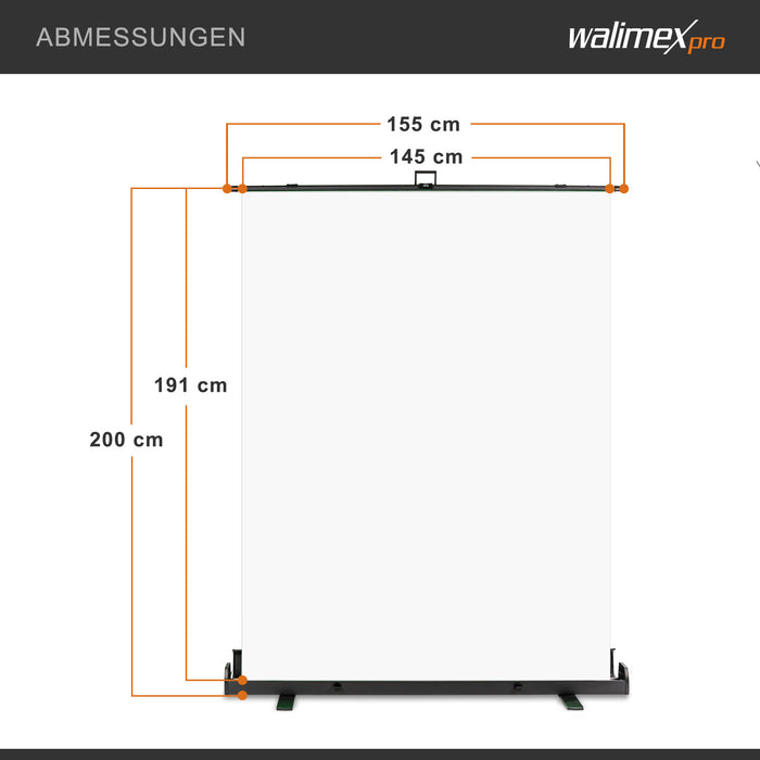 Fondale fotografico a rullo bianco 155 x 200 cm, sfondo per foto High-Key, con custodia di trasporto, Pannello per studi fotografici ingualcibile