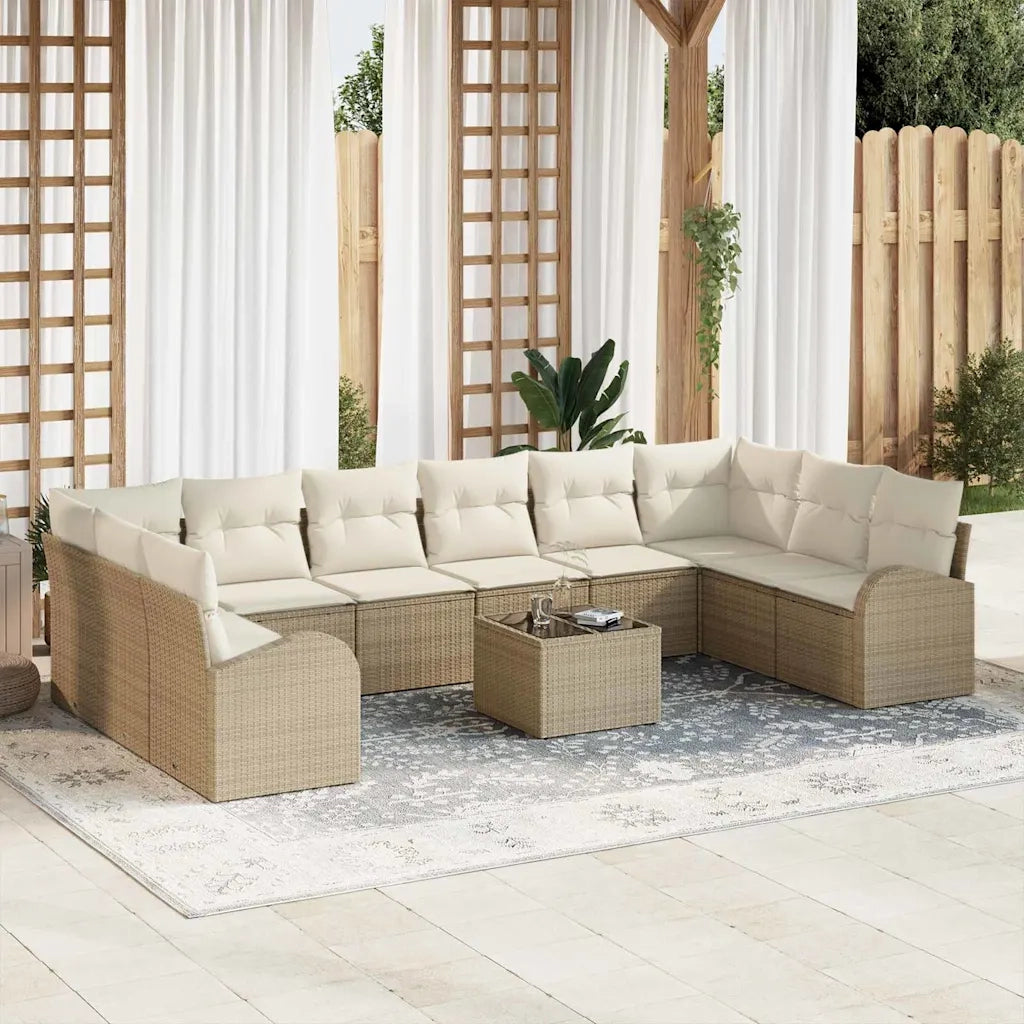 Set di divani con cuscino 11 pcs Beige Polyrattan 3346231