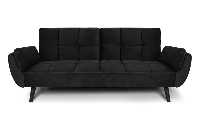 Divano letto clic clac in velluto nero piede nero - divano 3 posti - Ambra - DL-AM10VLT-PLN
