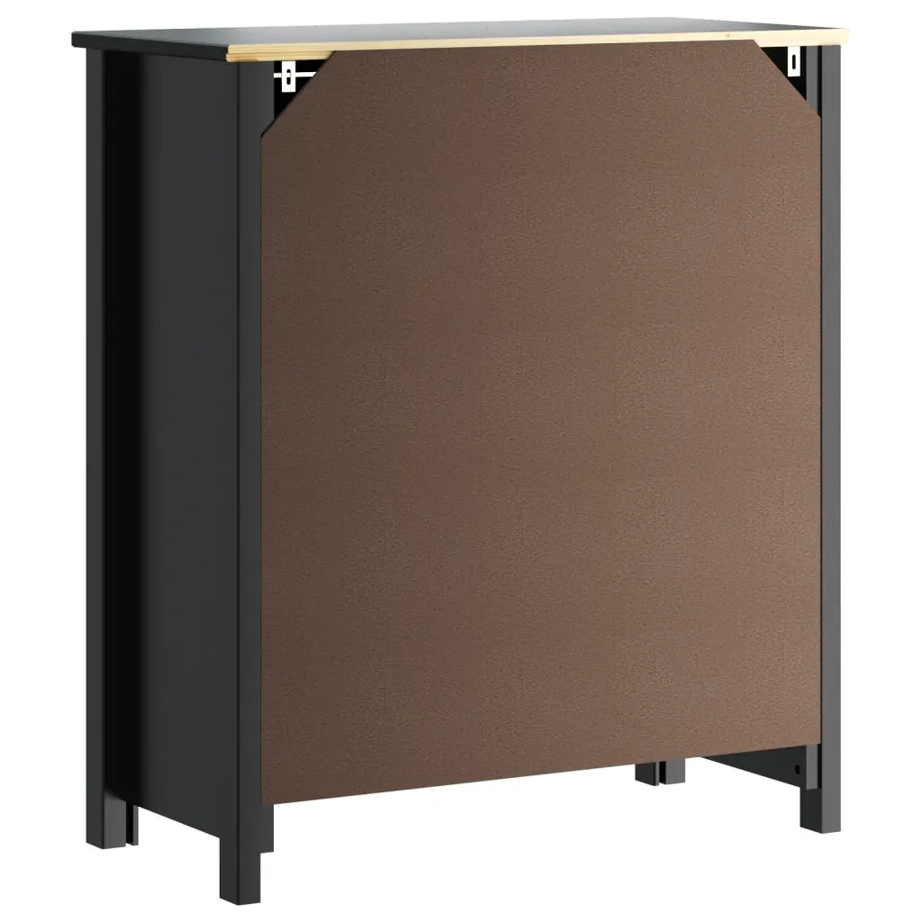 Mobiletto da bagno moderno con 1 cassetto e 2 ante 69,5 x 34 x 80 cm in pino nero massello 02_0047336