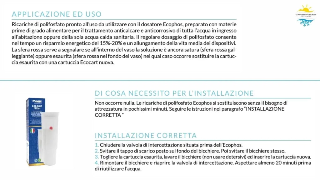 Cartuccia ricambio polifosfati Ecocart Manta Ecologica - Ricarica