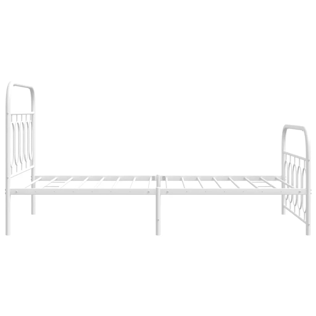 Giroletto con Testiera e Pediera Metallo Bianco 100x190 cm 377178