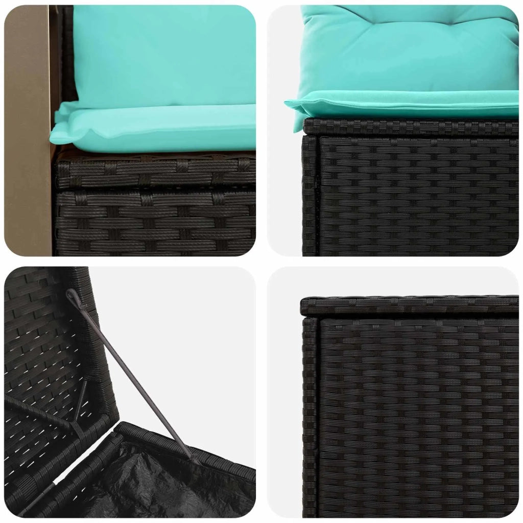 Set di divani 5 pz Nero e Blu Rattan sintetico e Acciaio 3447958