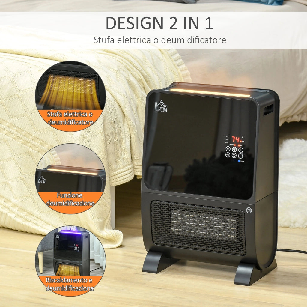 Stufa Elettrica con Umidificatore e Telecomando ¨C Zephmum ¨C Nero 33x21x49.5 cm