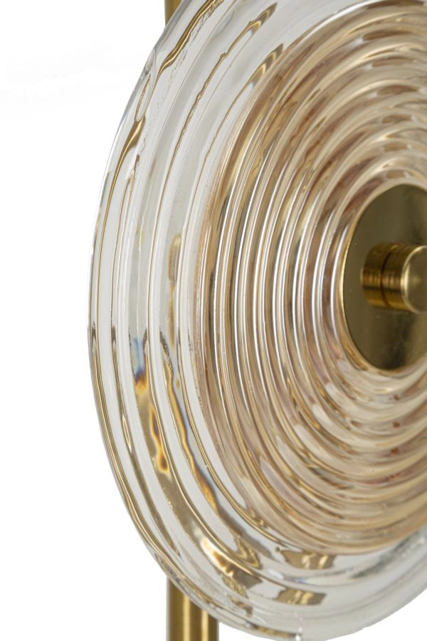 Lampada da Tavolo Venice Ø25x63 cm in Vetro e Ferro Oro e Naturale e Marrone