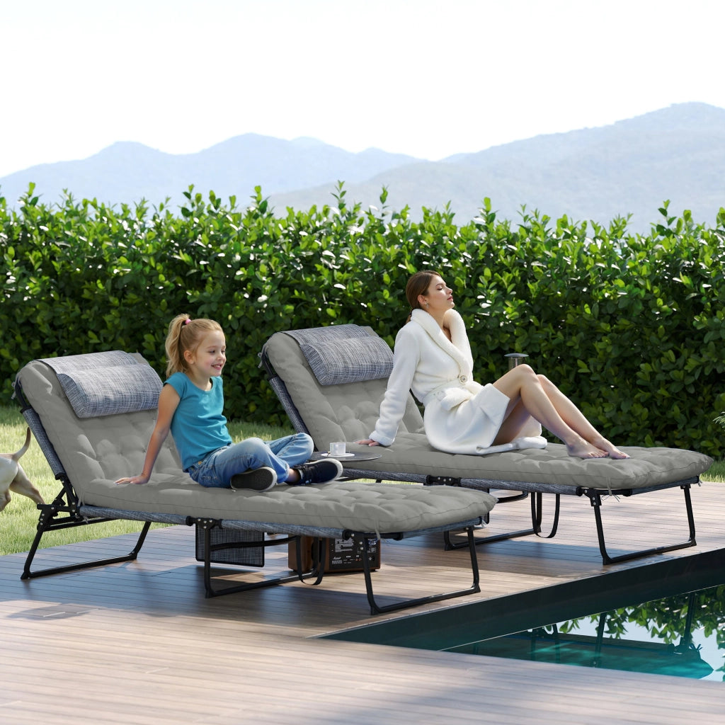 Lettini da sole pieghevoli 2 pezzi con schienale regolabile e cuscino ¨C zephmum ¨C grigio